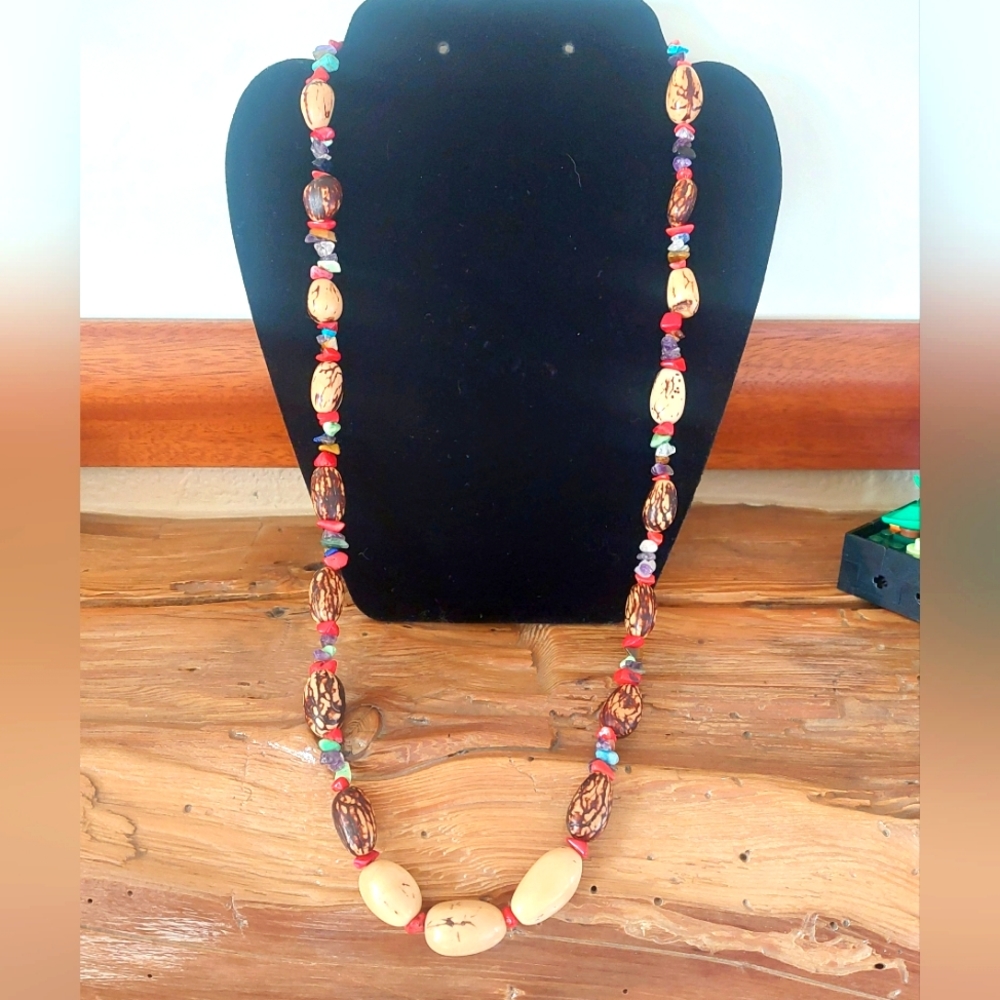 Tagua nut long necklace